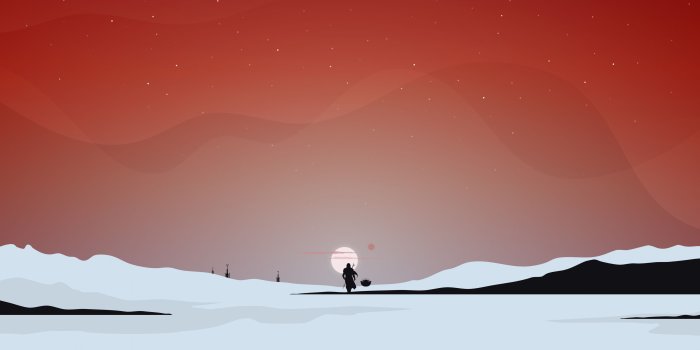 3840x2400 Minimal, Star Wars, The Mandalorian, Silhouette, Sunset