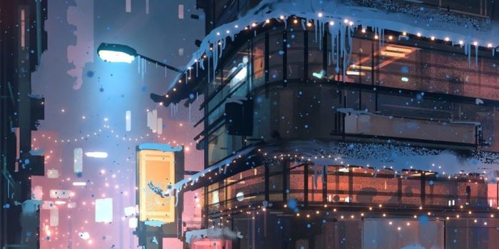 900x1600 City winter digital art mobile wallpaper, snow, people - HD Mobile