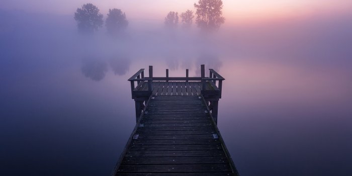 2100x1400 HD Wallpaper Of A Jetty At A Foggy Lake | PaperPull