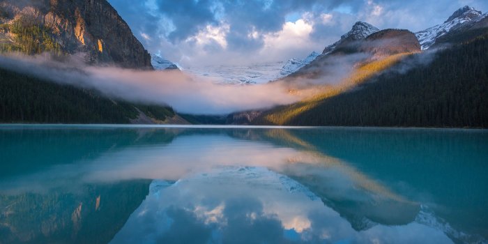 1920x1080 Foggy Lake Louise – Bing Wallpaper Download