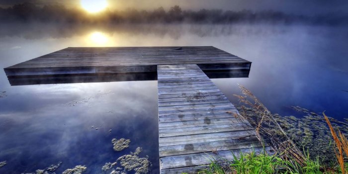 1920x1080 Pier On Foggy Lake | HD Nature Wallpapers for Mobile and Desktop