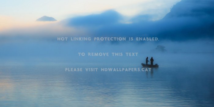 1920x1080 fishing on a foggy lake fishermen boat