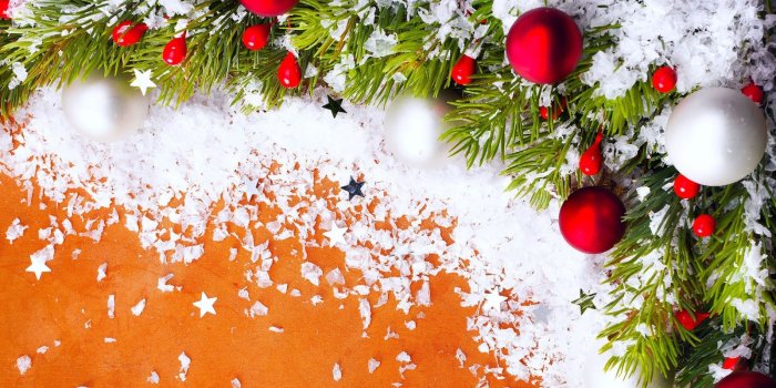 1600x900 Festive decoration on an orange background for Christmas Desktop