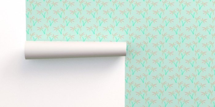 1024x1024 Twin Palms in Mint Durable Wallpaper - Paper & Frill
