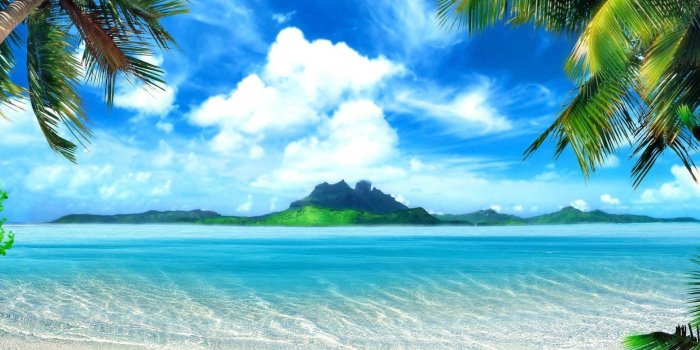 5120x2160 Tropical Ocean Island Palm Trees HD Wallpaper 4K Ultra HD Wide TV