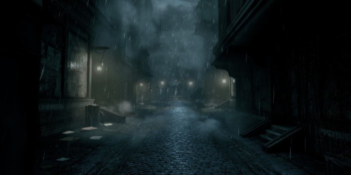 1920x1080 Rain pouring on empty alleyway during nighttime digital wallpaper