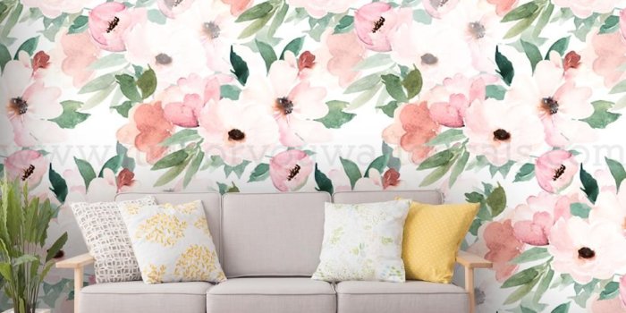 1000x1000 Soft Pink Flower Wallpaper, Large Flower - Floral Wallpaper – Wall