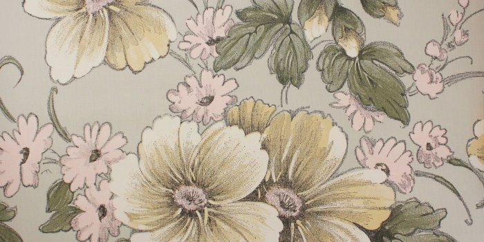 2048x1886 1970s Vintage Wallpaper Large Flowers on Gray - Rosie's Vintage