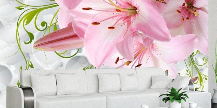 957x957 Customized 3D Large Wall Mural Beautiful Flowers Wallpaper Modern