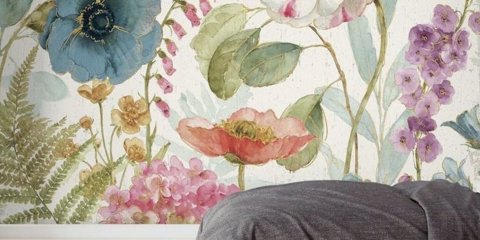 2000x1932 Large Scale Watercolour Flowers Wallpaper Mural