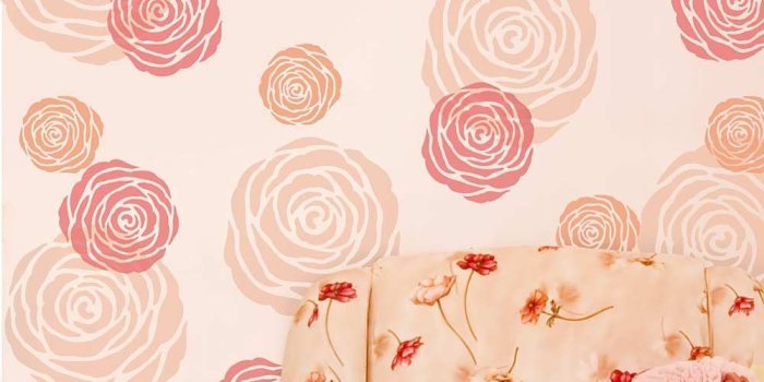 1000x1000 Rose Flower Wall Stencil - floral stencil designs for DIY wall and
