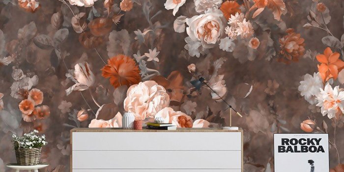 1000x1000 Plants and Flowers Hand Drawn Flowers Wallpaper Mural