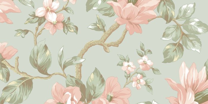 1280x1280 Berkin Large Floral Vine Pistachio-Coral Wallpaper AL13724