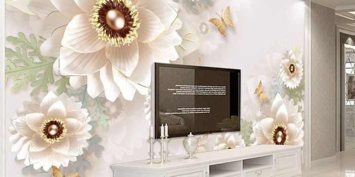 988x912 Large Mural Butterfly Jewelry Flower Wallpaper Mural 3d Photo