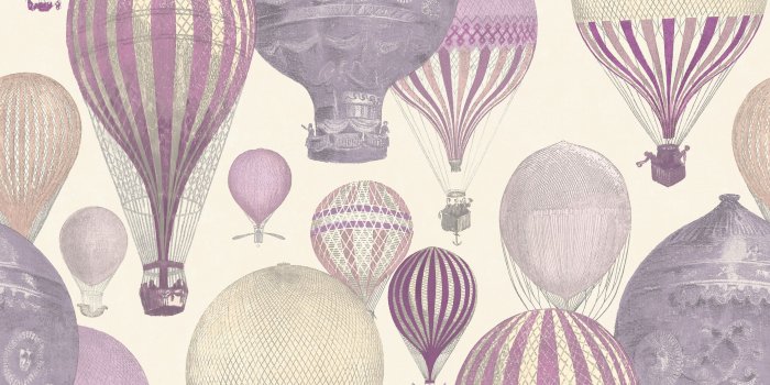 2953x2953 Ideco Home Laurent Pink & purple Hot air balloon Smooth Wallpaper