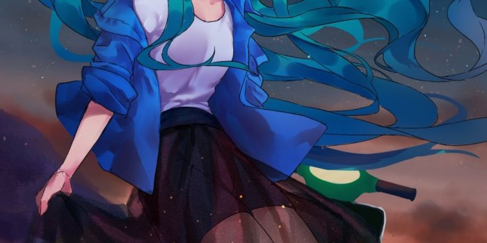 1280x2120 Download 1280x2120 wallpaper cute, hatsune miku, night out, blue