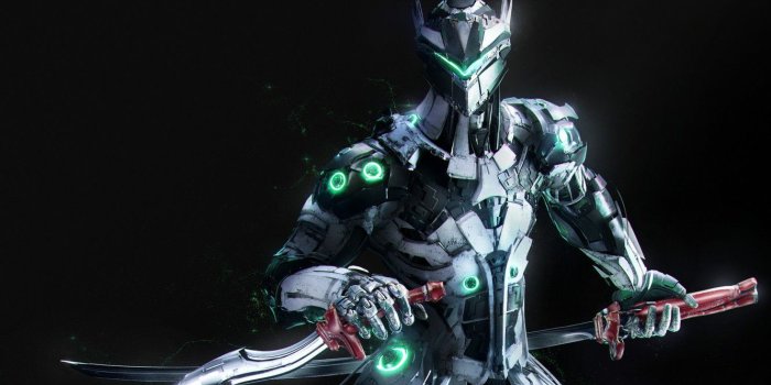 1332x850 Wallpaper game, mecha, katana, ken, blade, dragon, ninja, suit