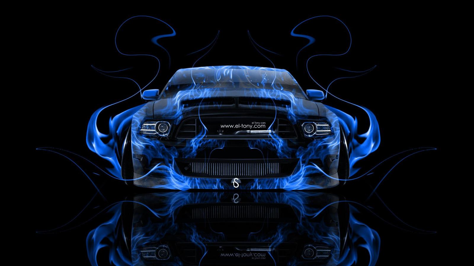 1920x1080 Free download mustang gt muscle front blue fire abstract car 2014