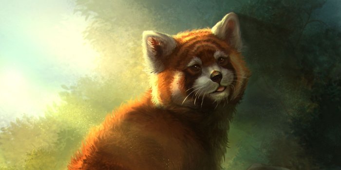1920x1080 Download wallpaper 1920x1080 red panda, animal, art, forest