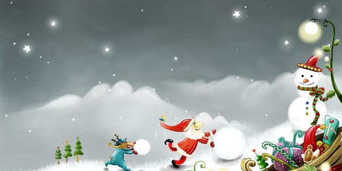 1920x1080 Happy Santa building a snowman wallpaper - Holiday wallpapers - #50792