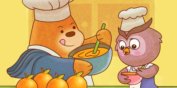 1600x1200 Bear Cooking with Owl by Inspiratype on Dribbble