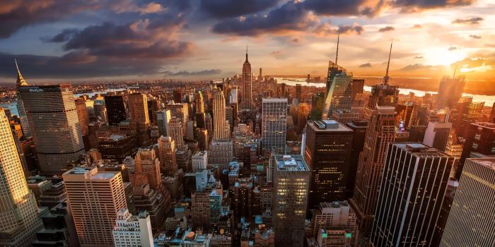 3554x1999 Sunset in new york city HD wallpaper download