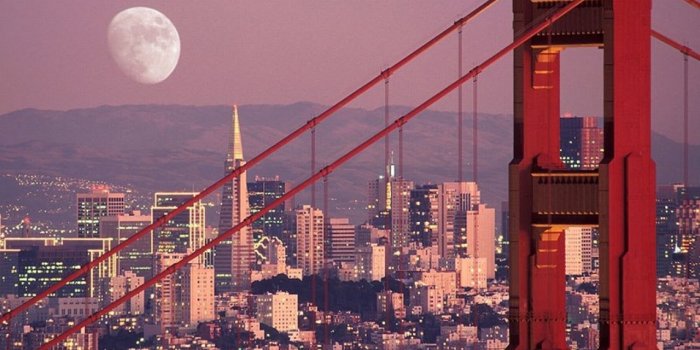 1280x960 Free Moon over San Francisco, Cities and beautiful places around