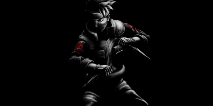 1920x1080 Wallpaper Kakashi, Naruto, Fan art, Black, Dark background