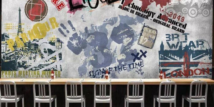 1000x800 Beibehang Custom wallpaper street graffiti Paris Tower bar ktv