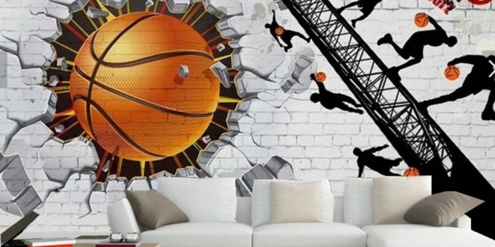 1000x800 Custom Basketball Wallpaper, White Brick Wall Basketball Fresco
