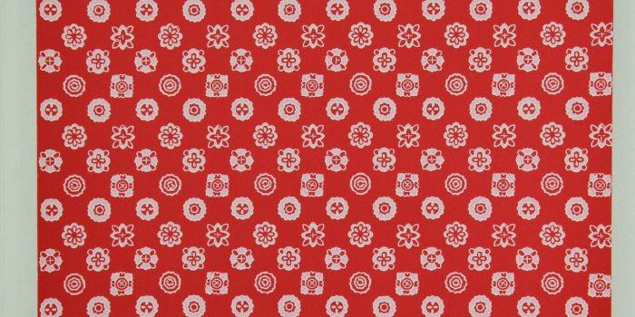 1280x853 1950s Vintage Wallpaper White Geometric on Red - Rosie's Vintage