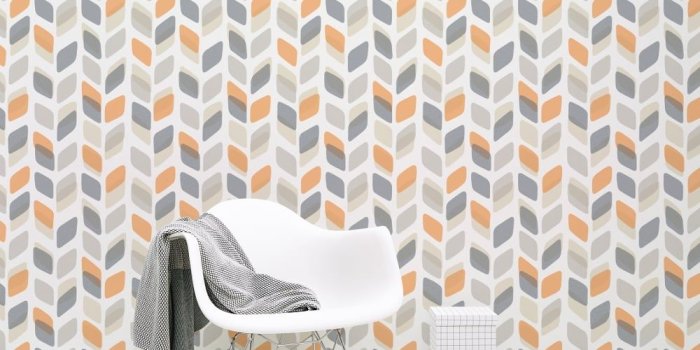 1000x1000 Retro 60s/70s Wallpaper Vintage Geometric Abstract Leaf Beige Grey
