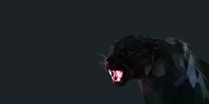 2400x1350 Black panther digital wallpaper, cat, Black Panther, low poly HD