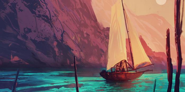 1920x1080 Download wallpaper 1920x1080 ship, sail, art, boat, paint full hd