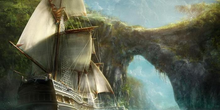 1920x1200 fantasy, Ship, Boat, Art, Artwork, Ocean, Sea Wallpapers HD