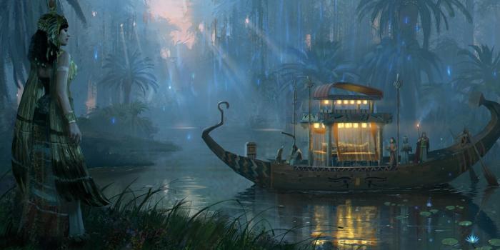 1332x850 Photo Wallpaper River, Palm Trees, Boat, Ritual, Tent, - Nile