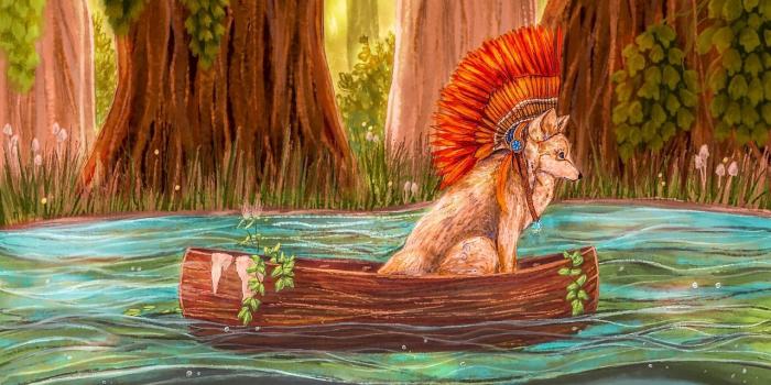 1280x1024 Download wallpaper 1280x1024 wolf, boat, art, river standard 5:4