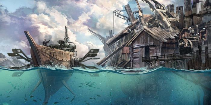 1332x850 Wallpaper Thomas Chamberlain - Keen, Water, Steampunk, Concept Art