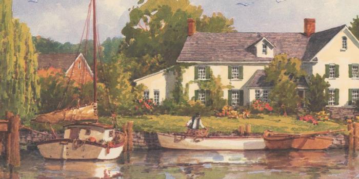 1000x1000 Retro Art Village by the Lake Marina Boats Rustic Prepasted