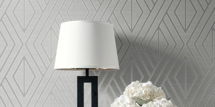 1600x1600 Geometric Wallpaper Grey / Silver - PEAR Tree UK30507 Metallic for