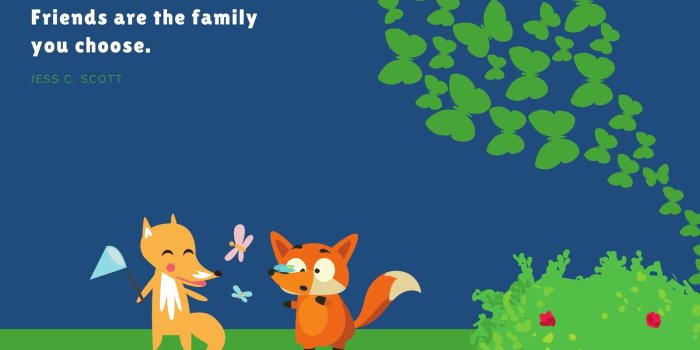 1600x900 Dark Blue with Butterflies and Fox Vector Illustrations Cute