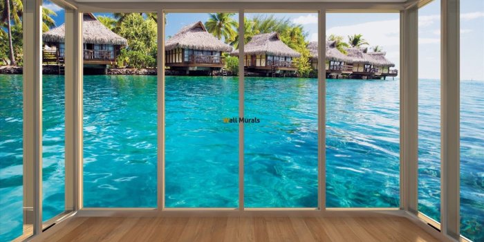 1200x800 Wall murals Tropical view of Bora Bora window gold