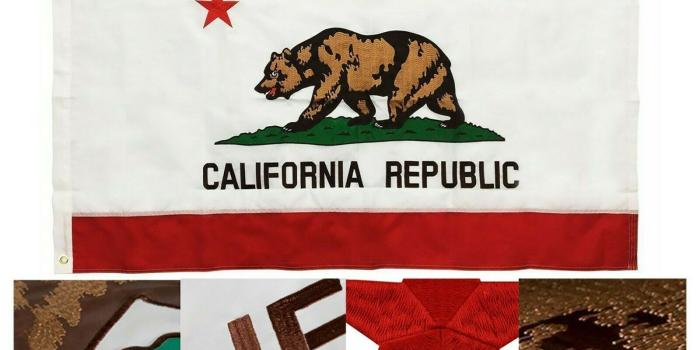 1600x1200 3x5 California Embroidered 210 Denier Sewn Premium banner Flag USA