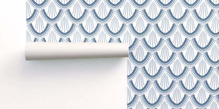 1024x1024 Peel-and-Stick Removable Wallpaper Navy Art Deco Scales Blue White