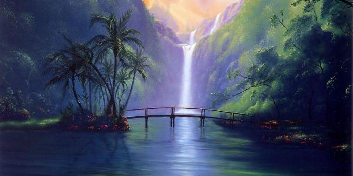 1280x768 Nature wallpaper - Waterfalls, Slateblue, Darkgray, Gainsboro