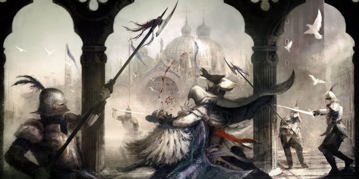 3767x1969 Assassin's Creed digital wallpaper, drawing, Assassin's Creed