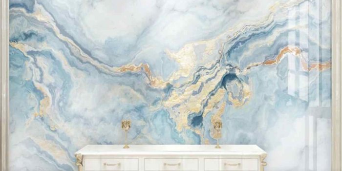 1125x944 Nordic Abstract Mural Blue Marble Wallpaper Luxury Wall Painting