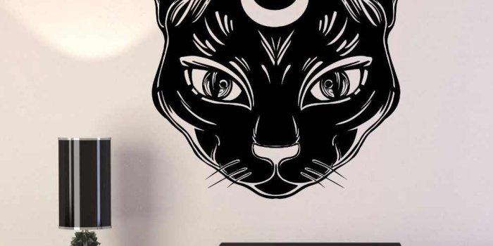1000x922 Black Cat Moon Vinyl Wall Stickers Witch Magic Witchcraft Art Wall