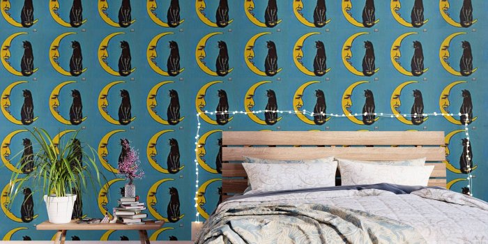 1500x1500 Black Cat & Moon Wallpaper by digitaleffects | Society6