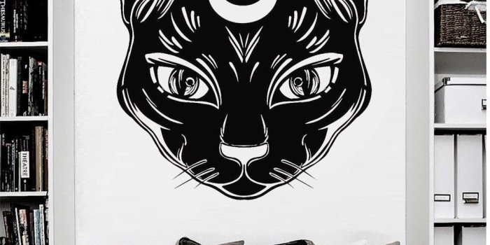 1000x1000 Black Cat Moon Vinyl Wall Stickers Witch Magic Witchcraft Art Wall
